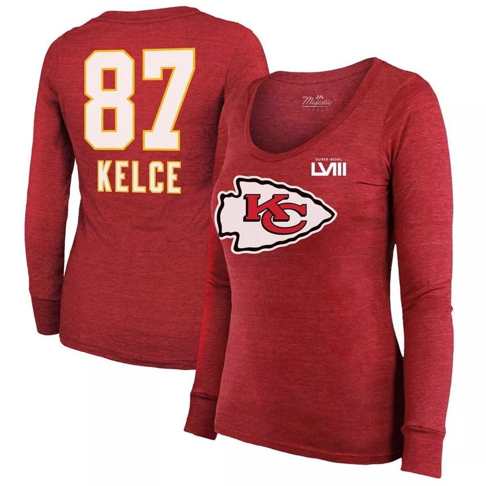 Majestic Kansas City Chiefs Super Bowl LVIII Travis Kelce 87 Womens Med